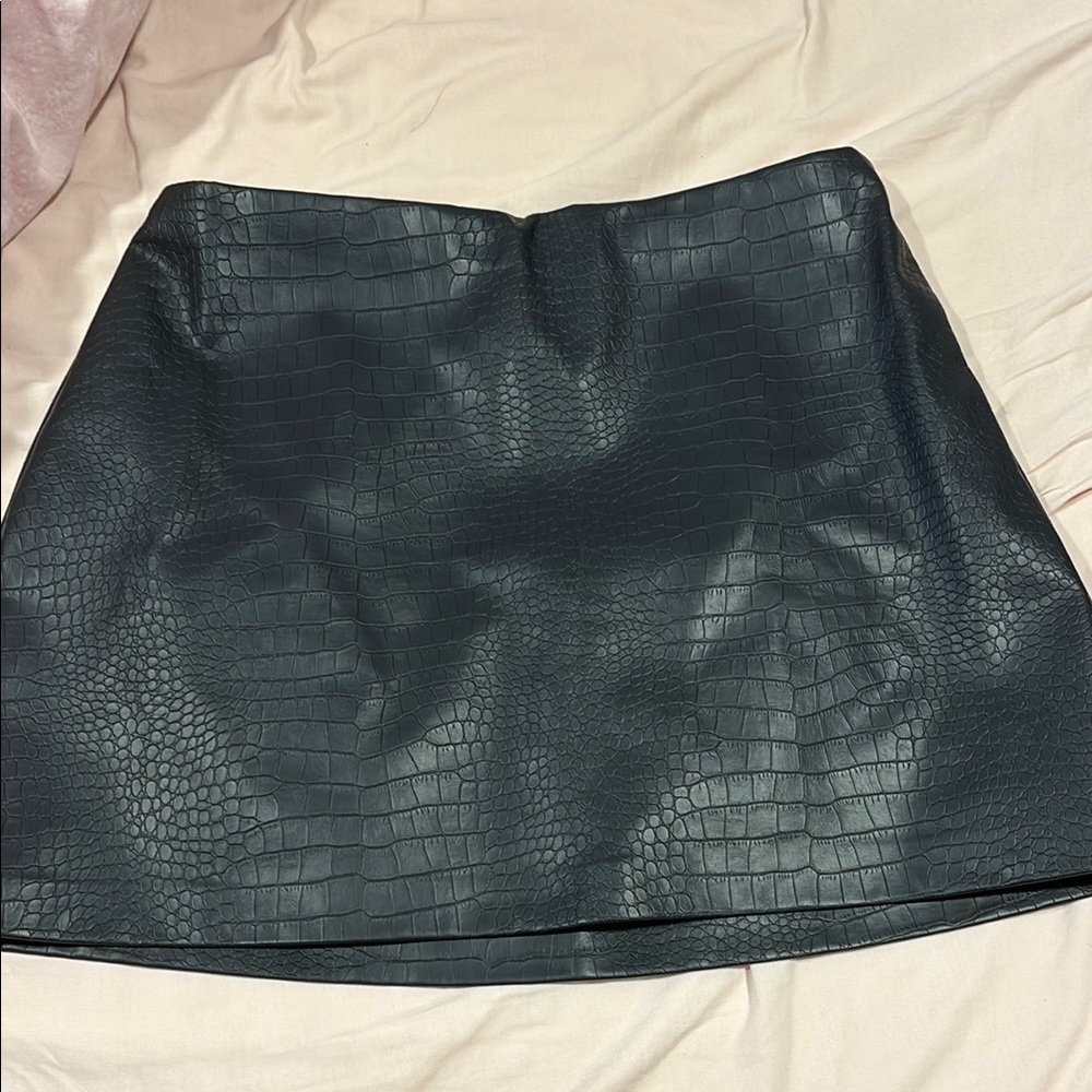 Abercrombie & Fitch Black Faux Croc Mini Skirt